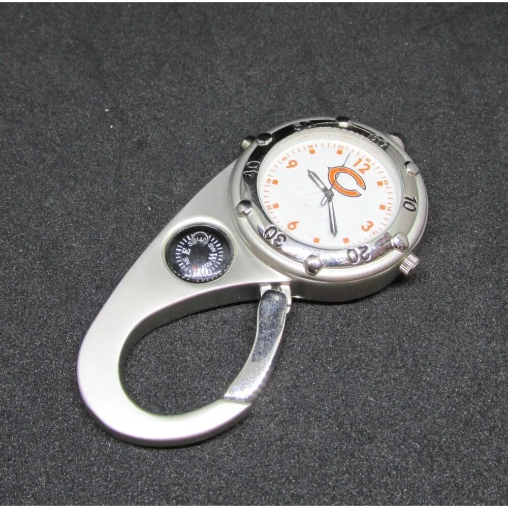 NFL Chicago Bears Analog Pocket Watch Men Compass Flash Light Snap-on